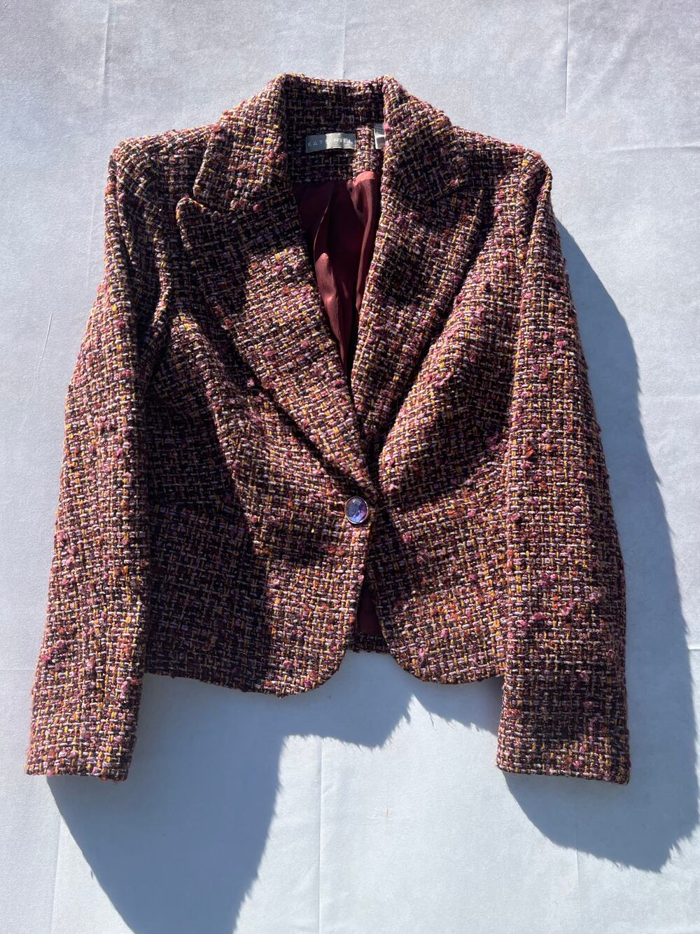Kate Hill Tweed Blazer Jacket Multicolored Wool Blend Vintage Academic Size 6 ✨
